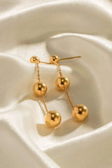 Ball Bead and Chain Stainless Steel Earrings Earrings - Tophatter Daily Deals