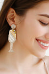 Champagne Glass Dangle Earrings Gold One Size Earrings - Tophatter Daily Deals