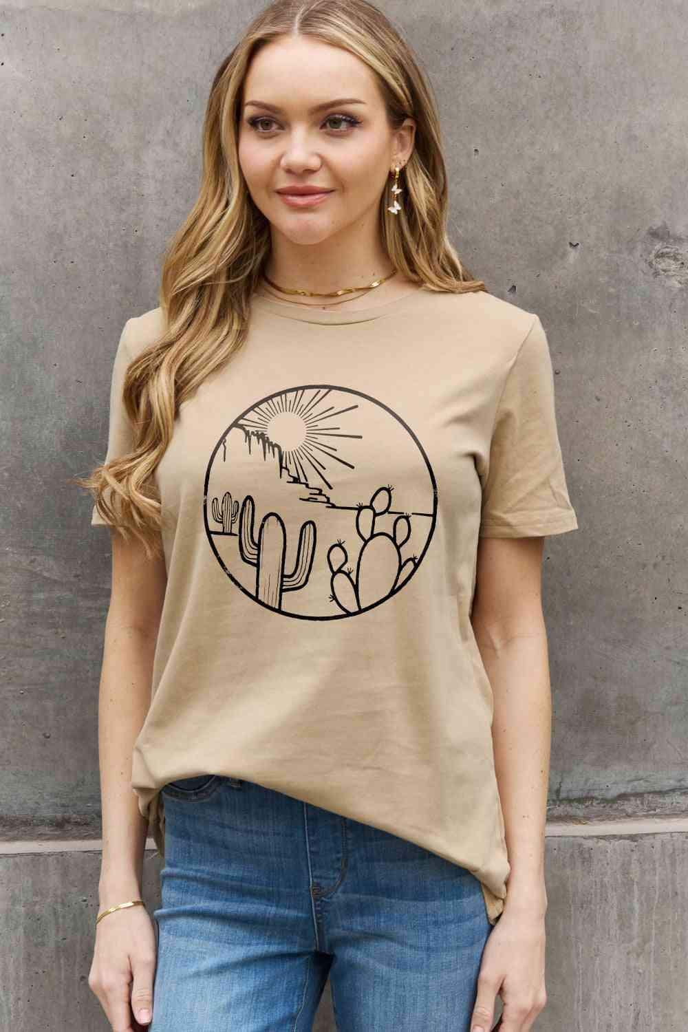 Simply Love Full Size Desert Graphic Cotton Tee Women's T-Shirts - Tophatter Daily Deals