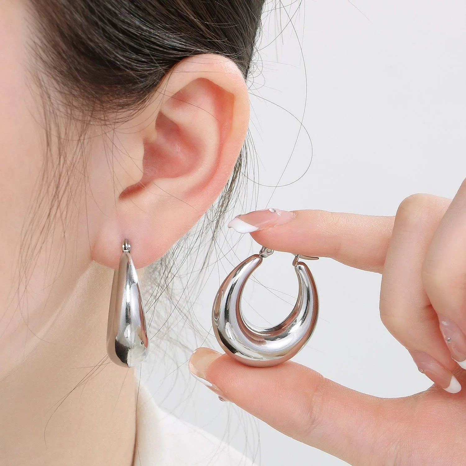 Stainless Steel Hinged Hoop Earrings Earrings - Tophatter Daily Deals