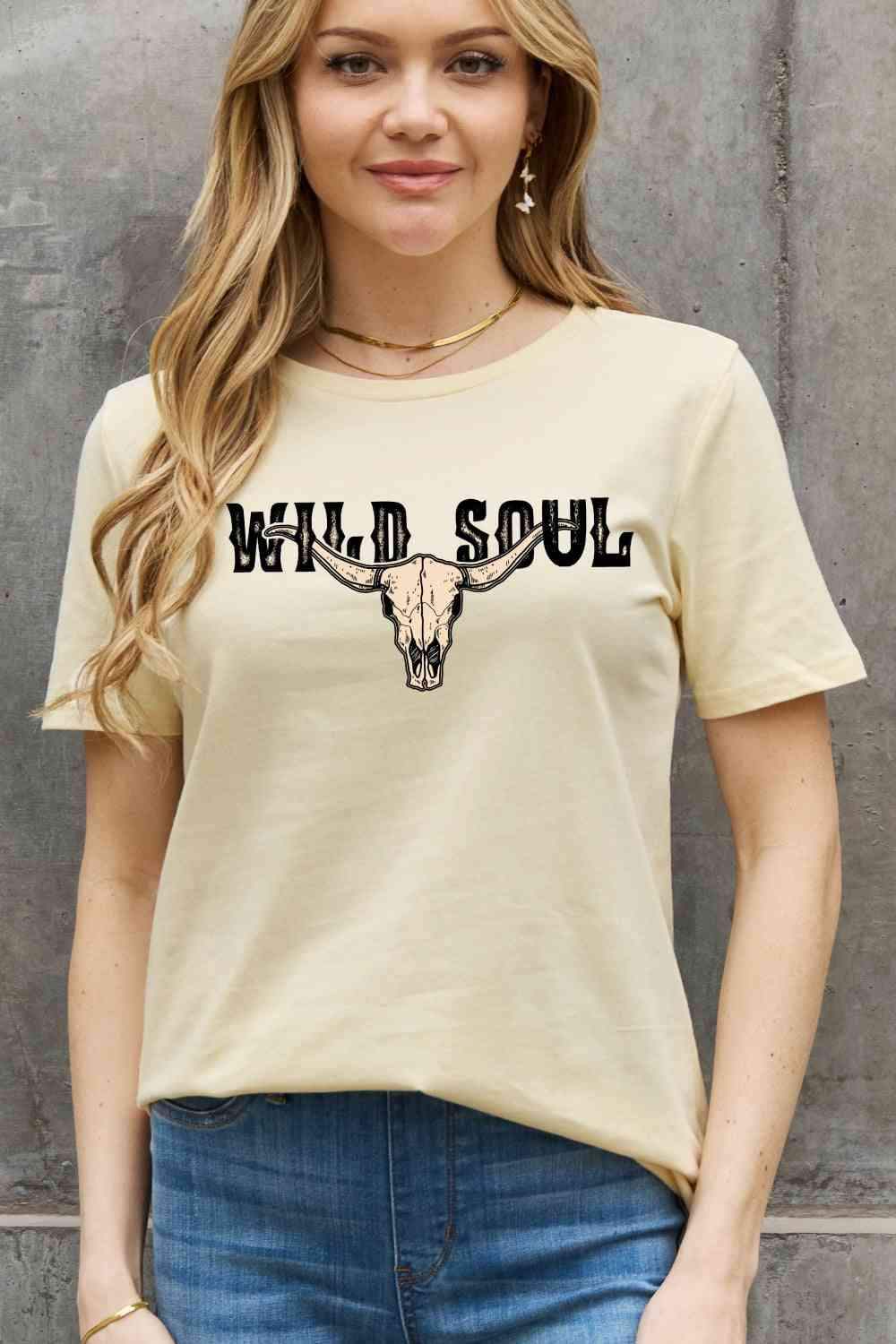 Simply Love Full Size WILD SOUL Graphic Cotton Tee - Tophatter Daily Deals