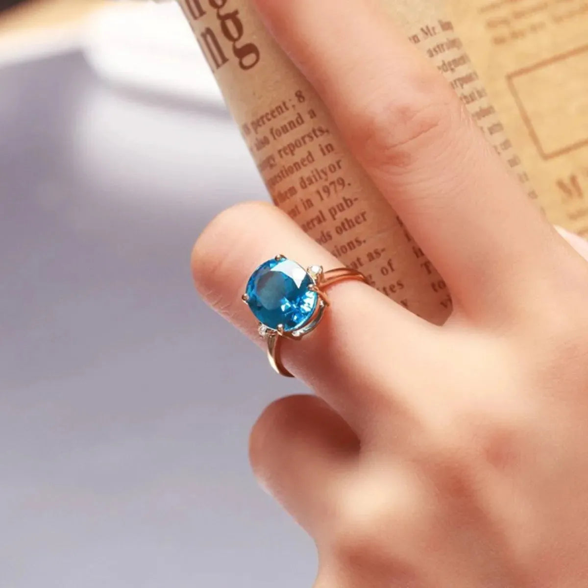 Rose Gold-Plated Artificial Gemstone Ring Rings - Tophatter Daily Deals