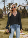 V-Neck Flounce Sleeve Blouse Black Blouses - Tophatter Daily Deals