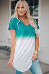 Ombre Color Block Shirt Blue Women's T-Shirts - Tophatter Daily Deals