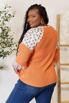 Double Take Leopard Waffle-Knit Long Sleeve Blouse Blouses - Tophatter Daily Deals