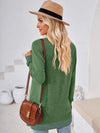 Crochet Contrast V-Neck Long Sleeve Slit T-Shirt Women's T-Shirts - Tophatter Daily Deals