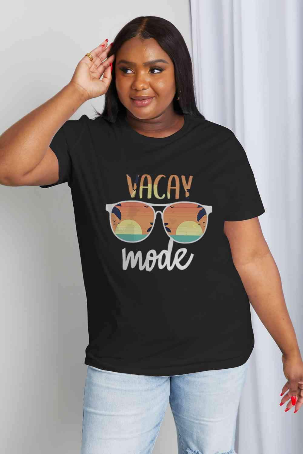 Simply Love Full Size VACAY MODE Graphic Cotton Tee Women's T-Shirts - Tophatter Daily Deals