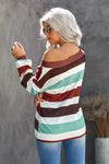 One Shoulder Striped Color Block Top Women's T-Shirts - Tophatter Daily Deals