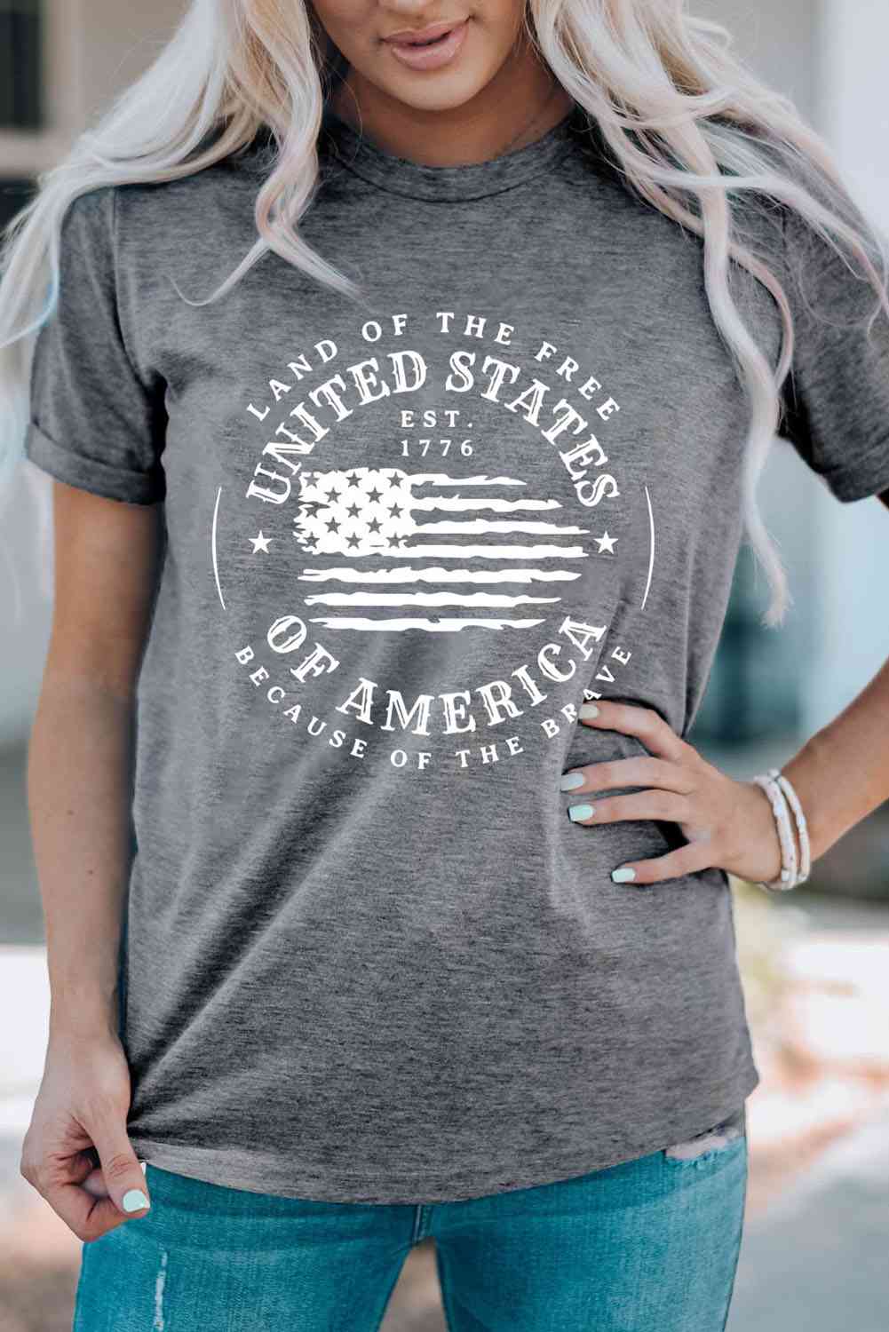 US Flag Graphic Short Sleeve Tee Women's T-Shirts - Tophatter Daily Deals