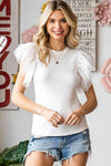 Polka Dot Flutter Sleeve Top Ivory Blouses - Tophatter Daily Deals