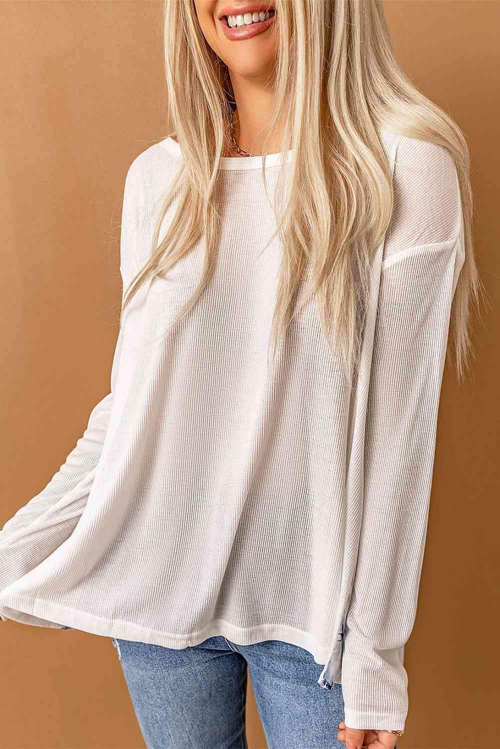 Printed Color Block Dropped Shoulder Spliced Top Blouses - Tophatter Daily Deals