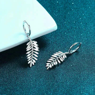 Moissanite Leaf 925 Sterling Silver Earrings Moissanite - Tophatter Daily Deals