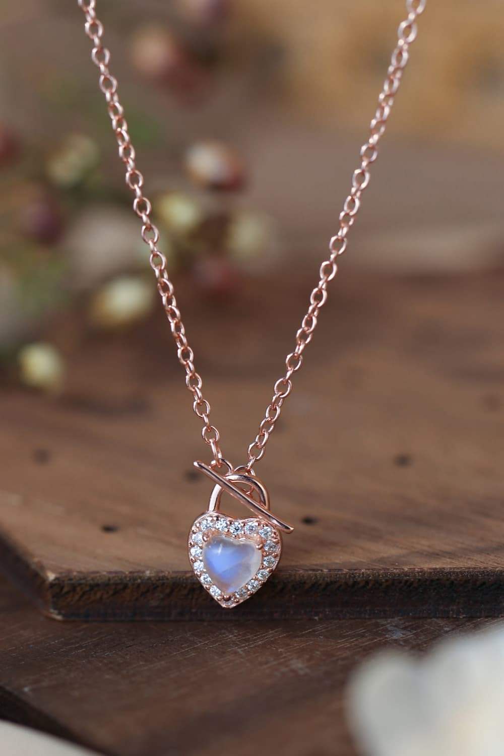 Moonstone Heart Lock Pendant Necklace Moonstone - Tophatter Daily Deals