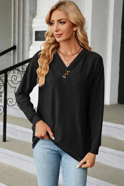V-Neck Long Sleeve T-Shirt Women's T-Shirts - Tophatter Daily Deals