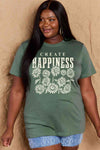 Simply Love Full Size CREATE HAPPINESS Graphic Cotton T-Shirt Women's T-Shirts - Tophatter Daily Deals