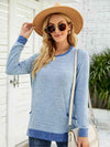 Round Neck Long Sleeve Blouse Mint Blue Blouses - Tophatter Daily Deals