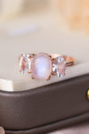 High Quality Natural Moonstone 925 Sterling Silver Three Stone Ring Moonstone - Tophatter Daily Deals