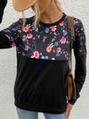 Floral Print Round Neck Dropped Shoulder Tee Women's T-Shirts - Tophatter Daily Deals