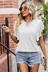 Ruffled Notched Cap Sleeve T-Shirt Women's T-Shirts - Tophatter Daily Deals