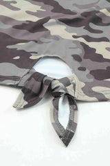 Camouflage Print Round Neck Tie Hem Tee Women's T-Shirts - Tophatter Daily Deals