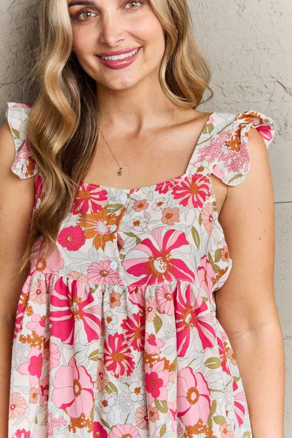 Floral Square Neck Babydoll Top Blouses - Tophatter Daily Deals