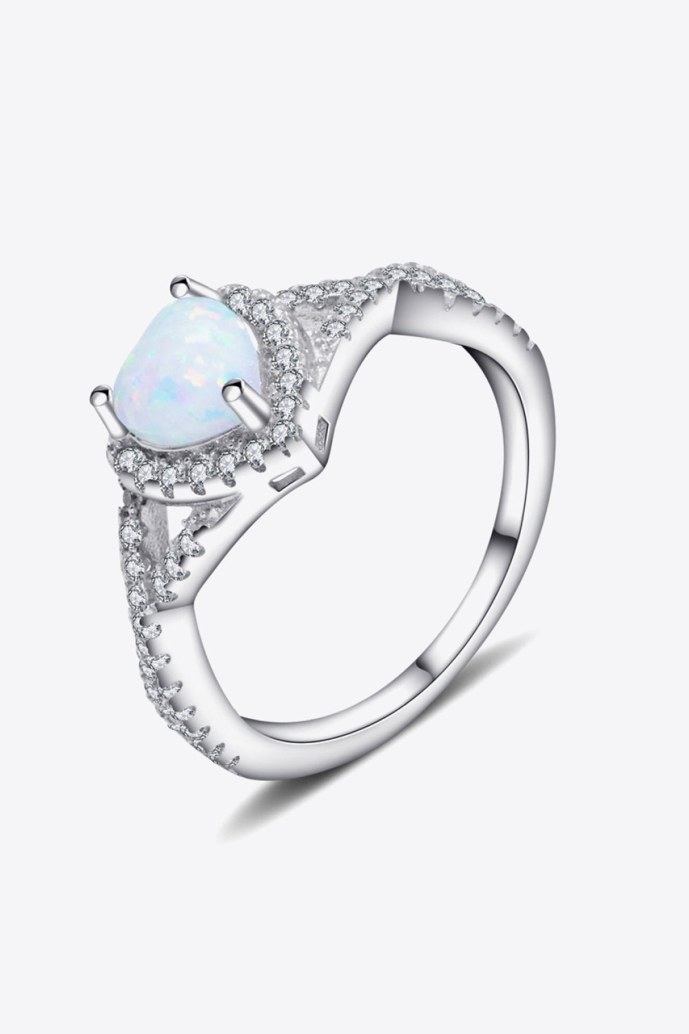 925 Sterling Silver Heart Opal Crisscross Ring - Tophatter Shopping Deals - Electronics, Jewelry, Auction, App, Bidding, Gadgets, Fashion