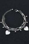 Heart Charm Stainless Steel Bracelet Silver One Size Bracelets - Tophatter Daily Deals