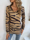 Printed Half Zip Long Sleeve T-Shirt Women's T-Shirts - Tophatter Daily Deals