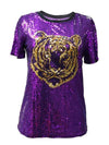 Tiger Sequin Round Neck Short Sleeve T-Shirt Women's T-Shirts - Tophatter Daily Deals