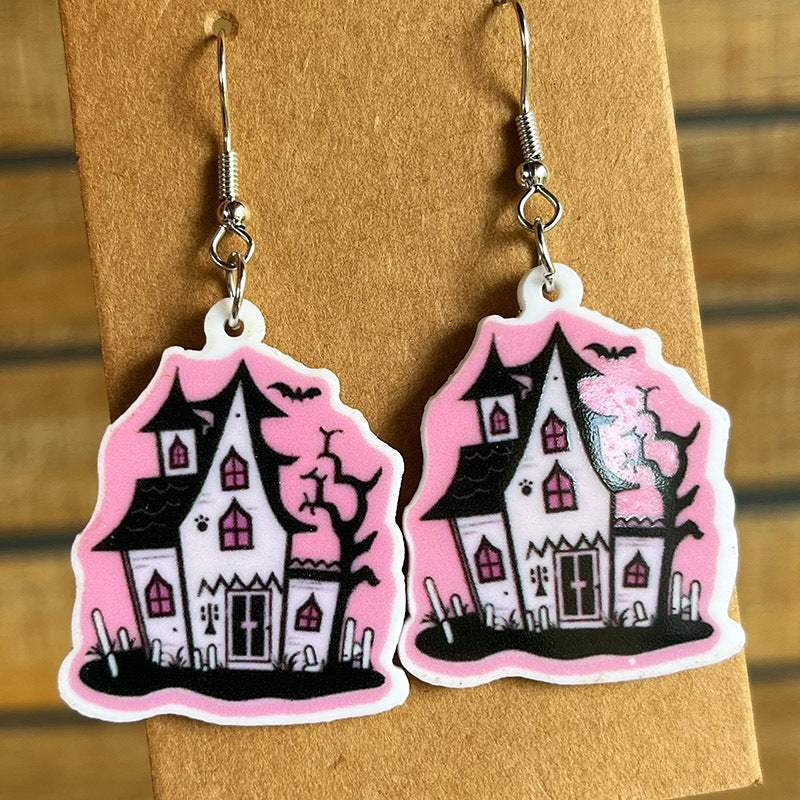 Halloween Theme Acrylic Dangle Earrings Style F One Size Earrings - Tophatter Daily Deals