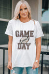 GAME DAY Ball Graphic Short Sleeve T-Shirt White Women's T-Shirts - Tophatter Daily Deals