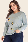 Full Size Star Graphic Slit Dropped Shoulder Top Women's T-Shirts - Tophatter Daily Deals