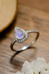 Moonstone Teardrop 925 Sterling Silver Halo Ring Silver Moonstone - Tophatter Daily Deals