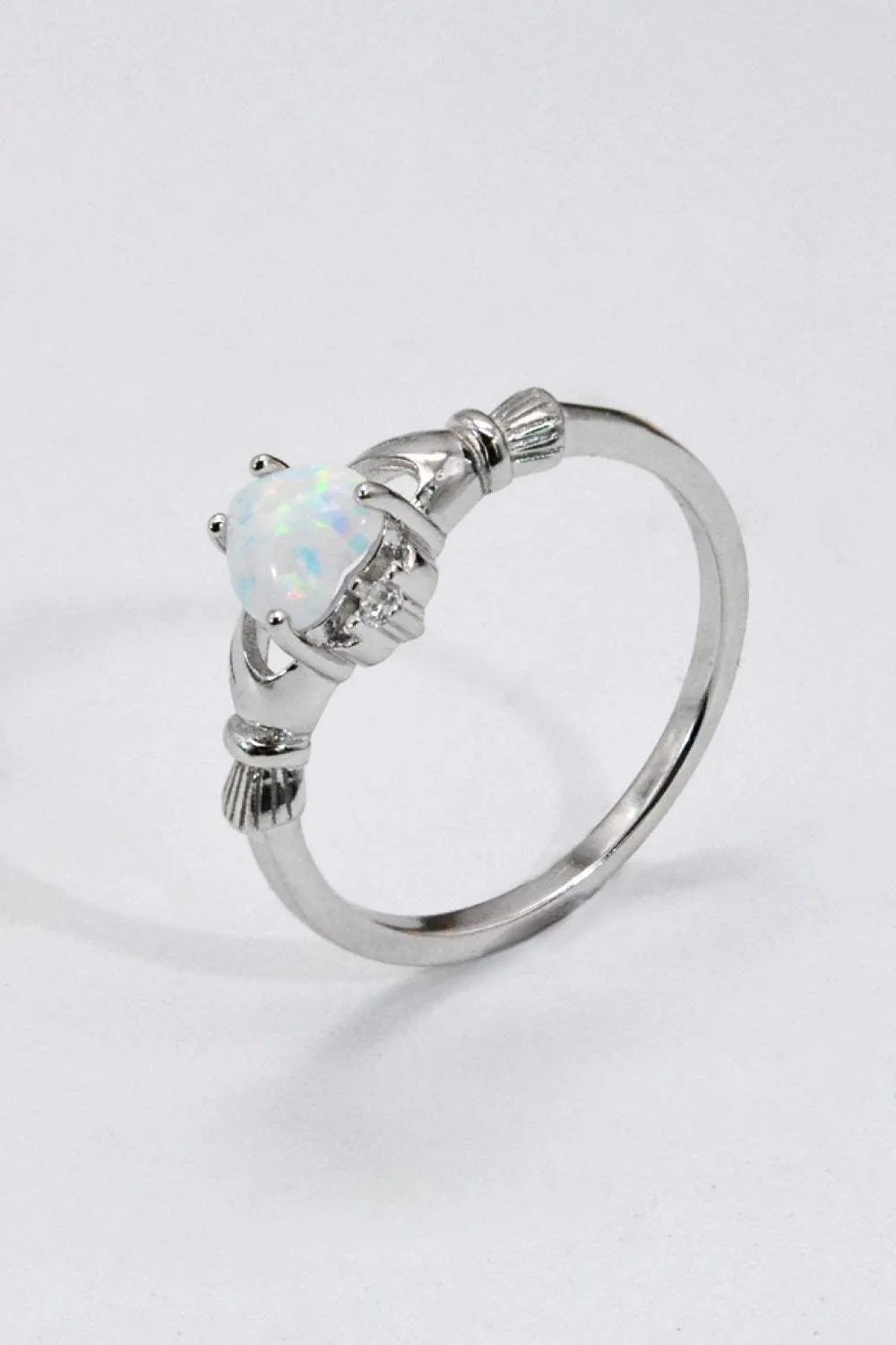 925 Sterling Silver Heart Opal Ring Opal - Tophatter Daily Deals