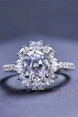 2 Carat Moissanite Floral 925 Sterling Silver Ring Moissanite - Tophatter Daily Deals