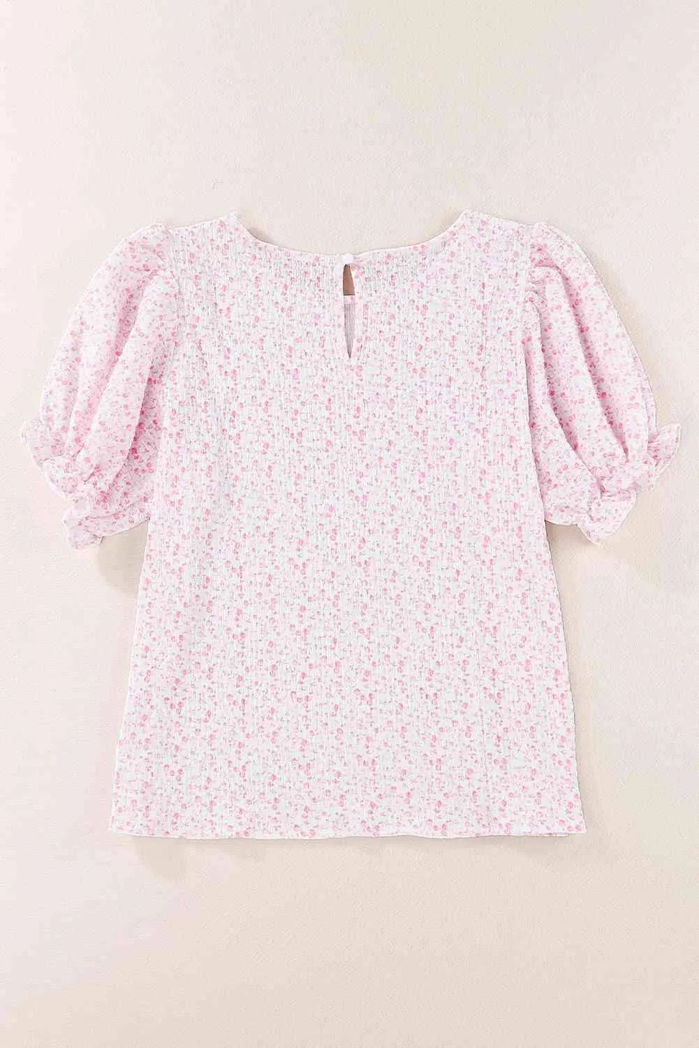 Printed Round Neck Half Flounce Sleeve Top Blouses - Tophatter Daily Deals