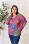 Hopely Full Size Floral V-Neck Long Sleeve Top Blouses - Tophatter Daily Deals