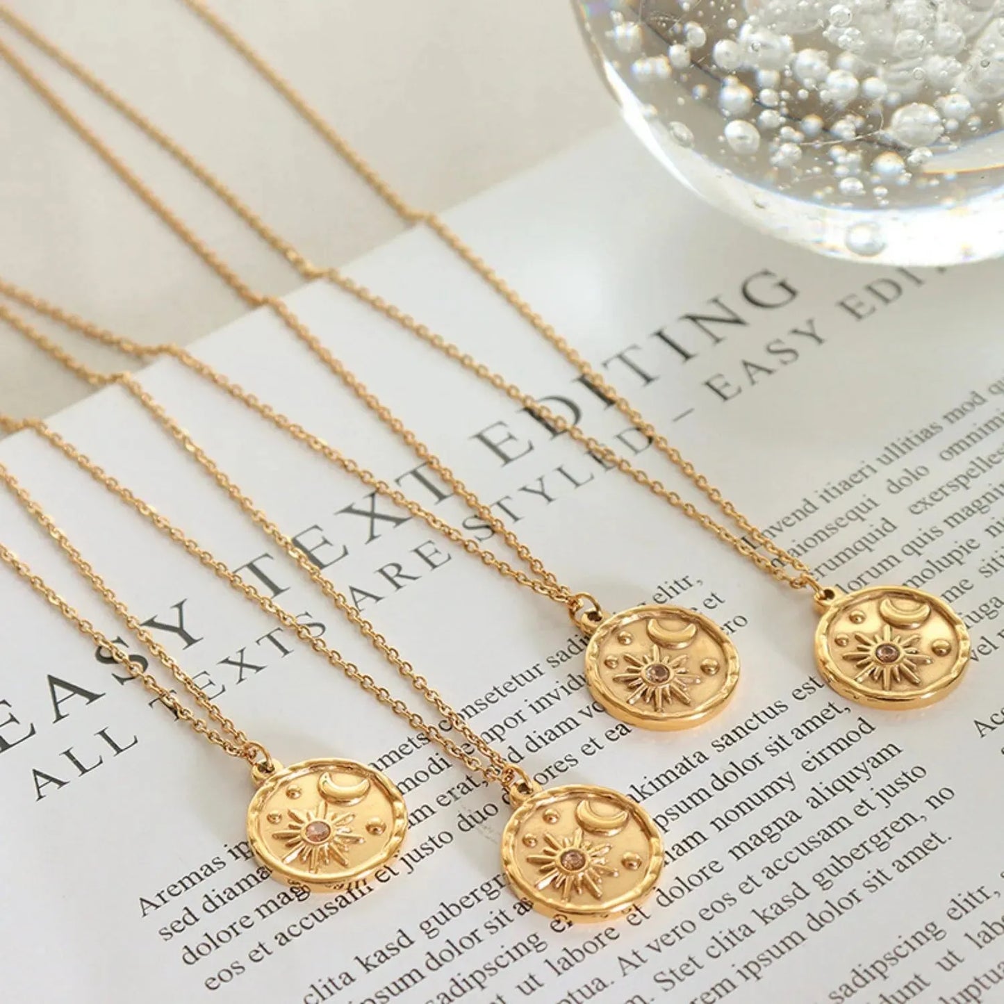 Zircon Titanium Steel Coin Shape Necklace Necklaces - Tophatter Daily Deals