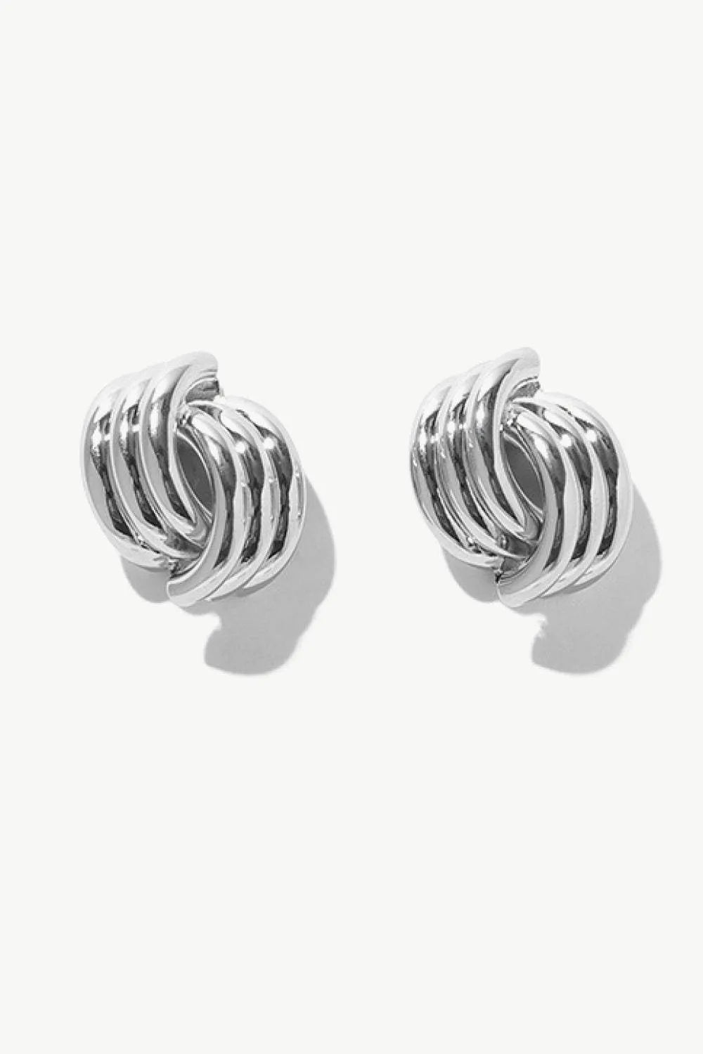 Line Design Stud Earrings Silver One Size Earrings - Tophatter Daily Deals