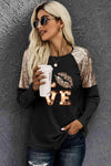 LOVE Graphic Sequin Long Sleeve T-Shirt Women's T-Shirts - Tophatter Daily Deals