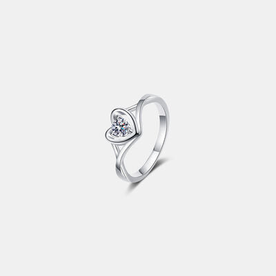 Moissanite Heart 925 Sterling Silver Ring Silver Moissanite - Tophatter Daily Deals