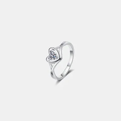 Moissanite Heart 925 Sterling Silver Ring Silver Moissanite - Tophatter Daily Deals