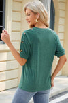 Round Neck Buttoned Short Sleeve T-Shirt Women's T-Shirts - Tophatter Daily Deals