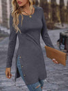 Decorative Button Slit Long Sleeve T-Shirt Women's T-Shirts - Tophatter Daily Deals