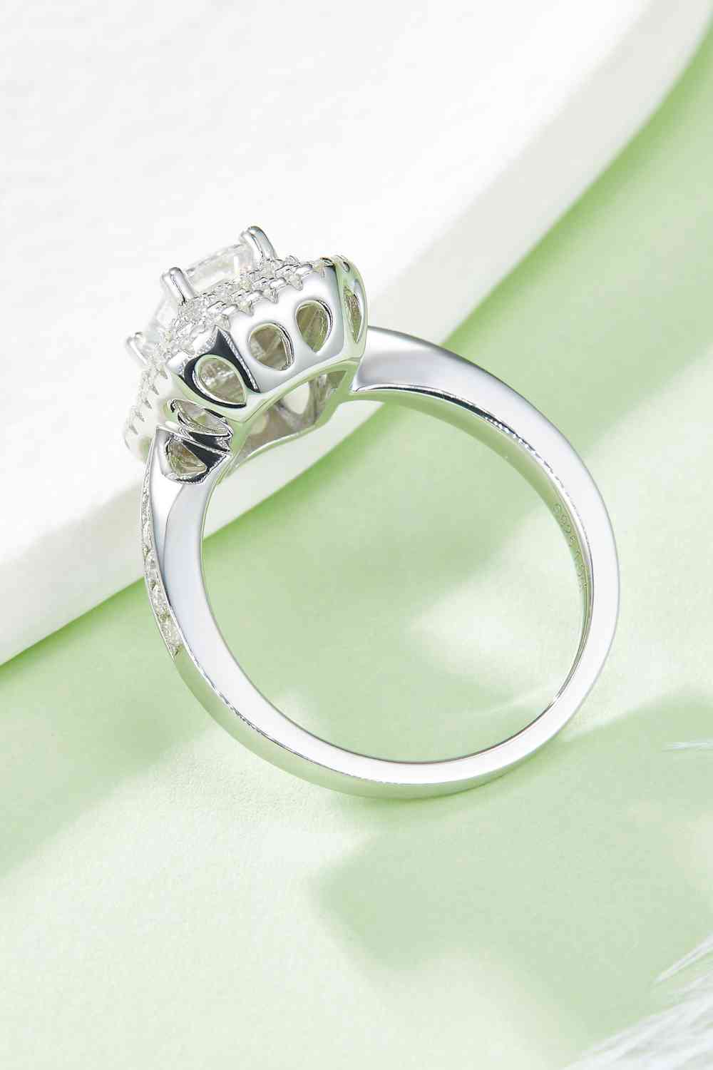 Adored 1 Carat Moissanite 925 Sterling Silver Side Stone Ring Moissanite - Tophatter Daily Deals