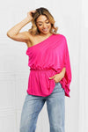 White Birch Forever And Always Full Size One Shoulder Top Hot Pink Blouses - Tophatter Daily Deals