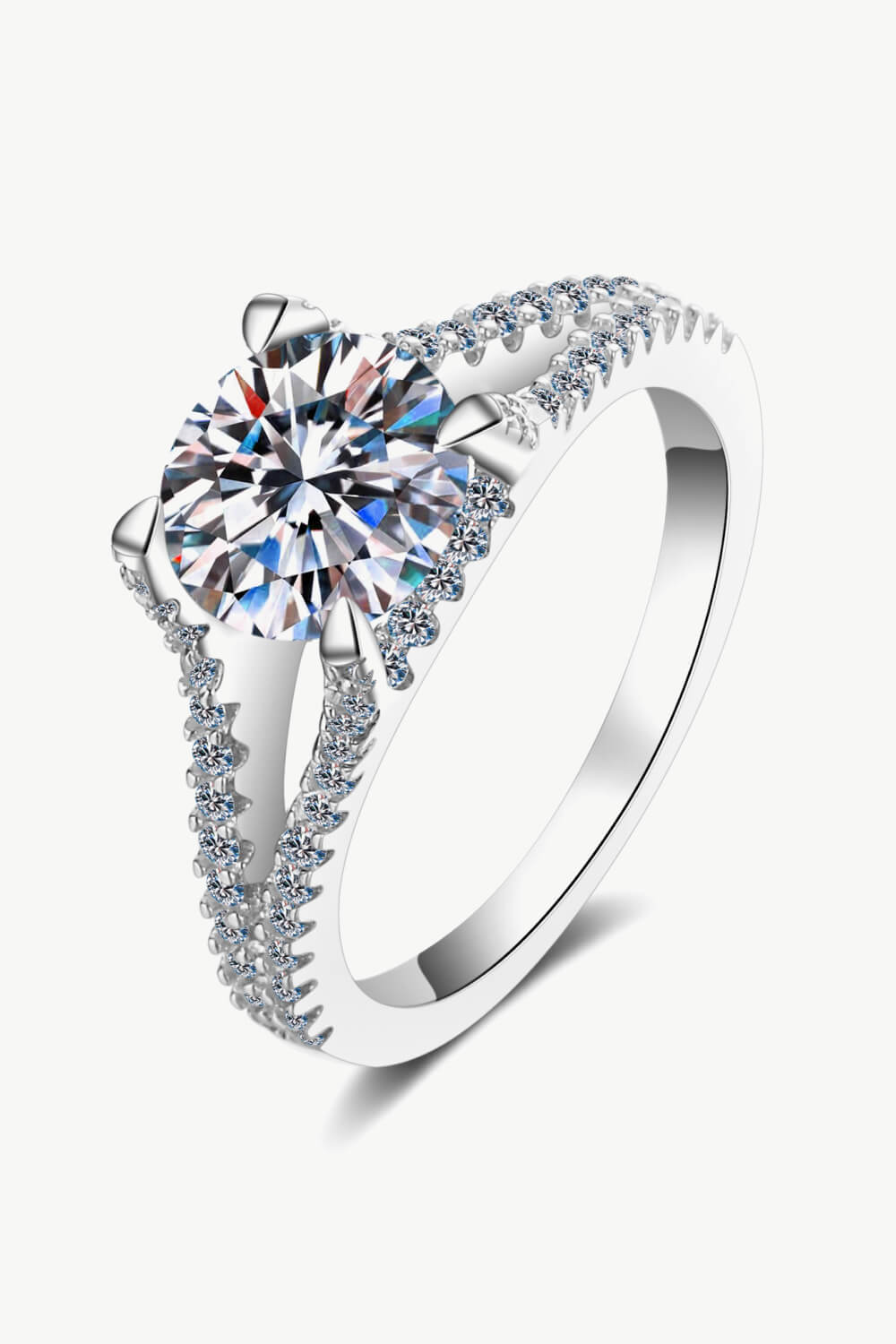 Stylish Moissanite Sterling Silver Ring Silver Moissanite - Tophatter Daily Deals