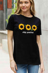 Simply Love Full Size STAY POSITIVE Sunflower Graphic Cotton Tee Women's T-Shirts - Tophatter Daily Deals