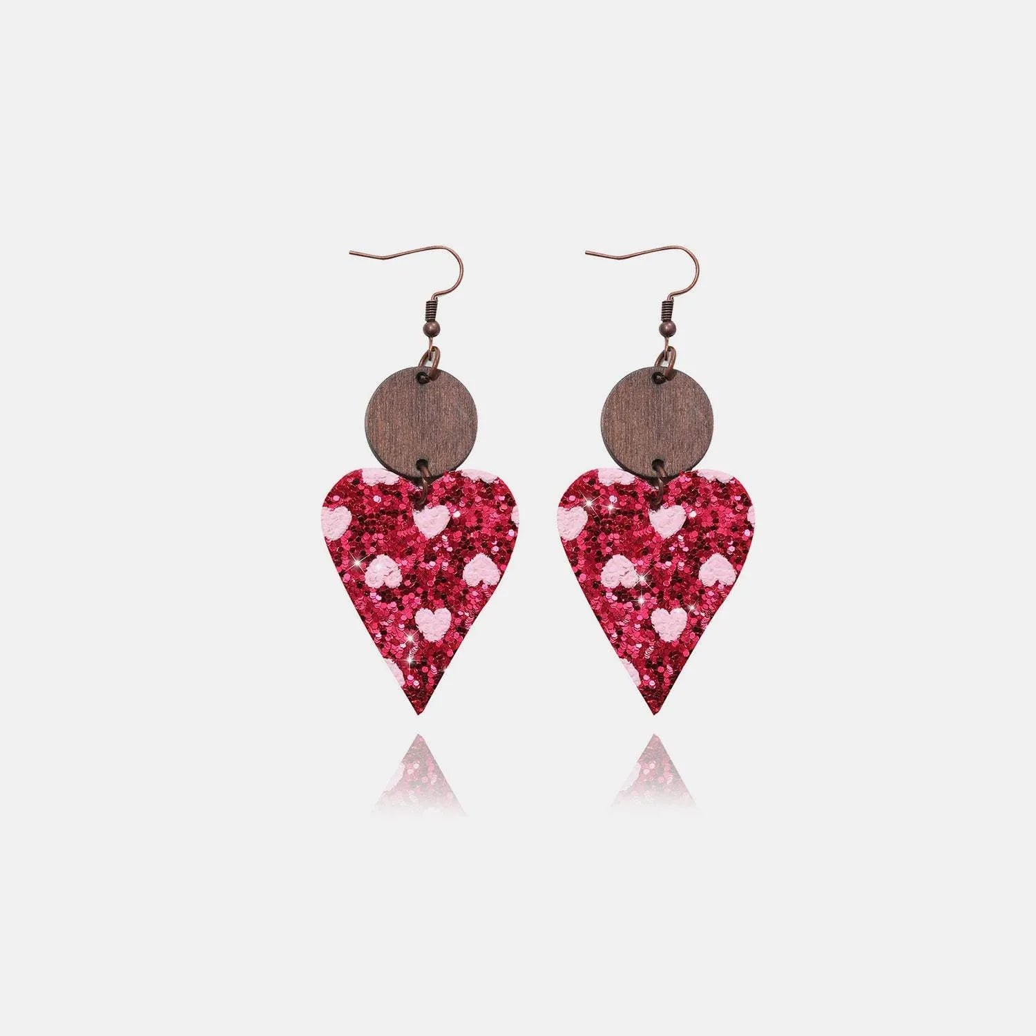 PU Leather Iron Hook Sequin Heart Earrings Earrings - Tophatter Daily Deals
