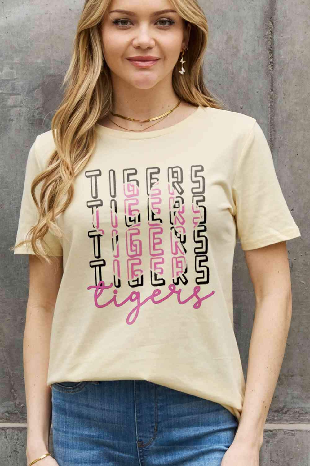 Simply Love Full Size TIGERS Graphic Cotton Tee Women's T-Shirts - Tophatter Daily Deals